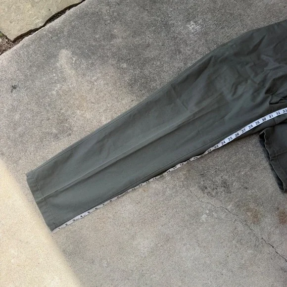 Savane Mens Olive Green Flat Front Chino Pants 100% Cotton 35x32 Straight Leg - Picture 8 of 10